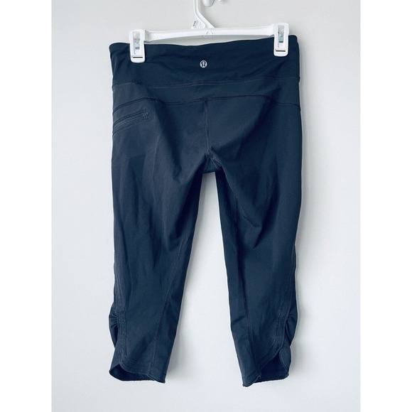 Lululemon Pants - Lululemon Leggings Size 6 Black Side & Waist Pockets Yoga Pants Back Zip Pocket